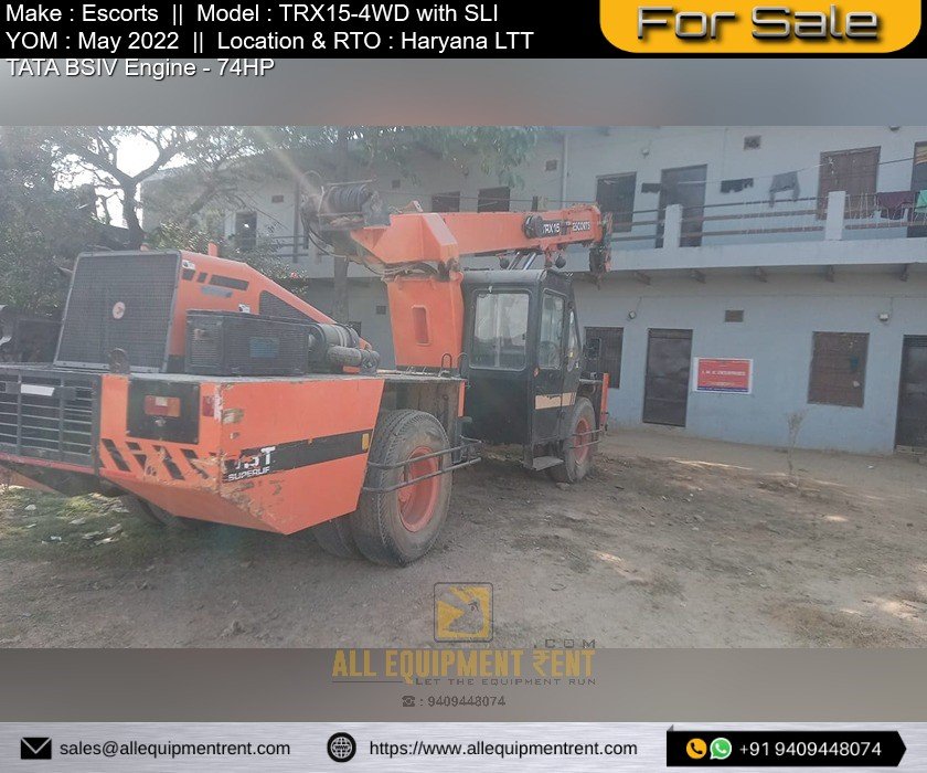 Used 15 Ton Class 4WD Escorts Franna TRX15 4WD with HR Lifetime Tax Paid May 2022 Model Available for Sale in Haryana